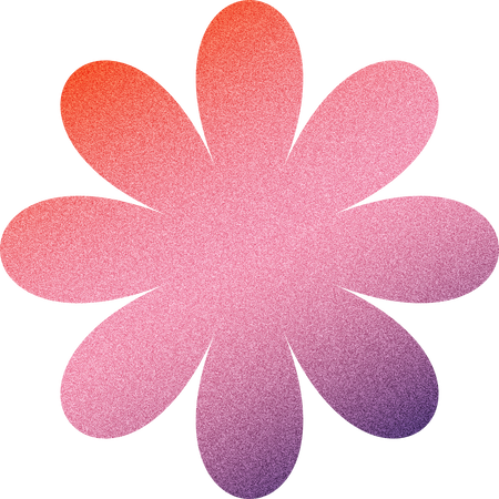 Grainy Gradient Buildable Brutalist Rounded 8-petal Flower Shape